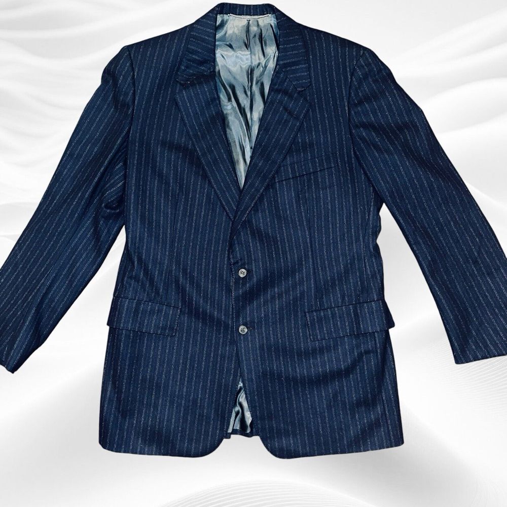 Chester‎ Barrie Blazer Mens 43L Wool Jacket Pinstripe Navy Custom